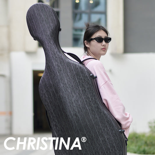 CHRISTINA Black Meteor 4/4 cello case with wheels lightweight waterproof hard shell for professional cello travel