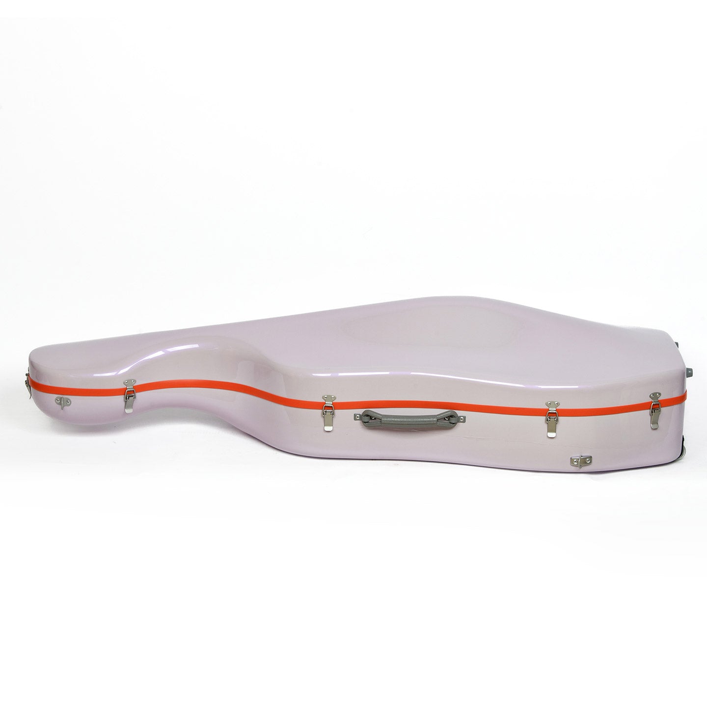 Slim side profile of lightweight 4/4 cello case with reinforced edge protection and ergonomic design