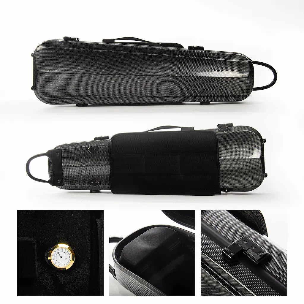 Carbon Fiber Violin Case – White & Black | Lightweight Hard Case with Lock