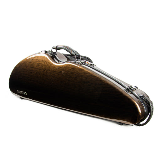 4/4 violin case polycarbonate with brushed wood grain finish and waterproof hard shell protection