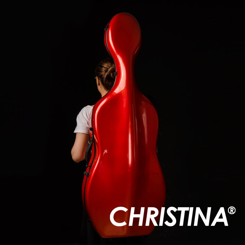 Portable cello travel case with waterproof monarch red hard shell for professional cello protection