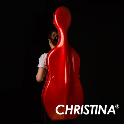 Portable cello travel case with waterproof monarch red hard shell for professional cello protection