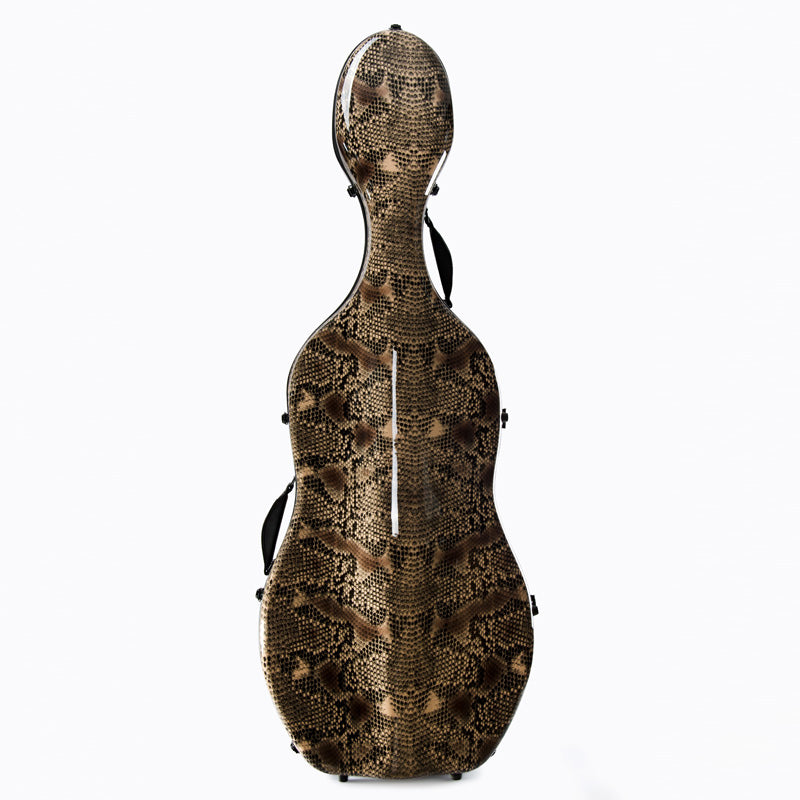 CHRISTINA snake pattern cello case with backpack straps lightweight waterproof hard shell for 4/4 cello travel