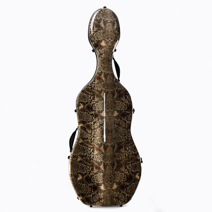 CHRISTINA snake pattern cello case with backpack straps lightweight waterproof hard shell for 4/4 cello travel