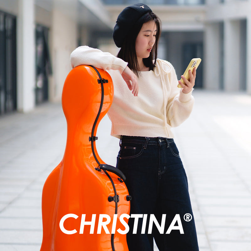 CHRISTINA Orange Hard Cello Case with Wheels 4/4 Size Australia