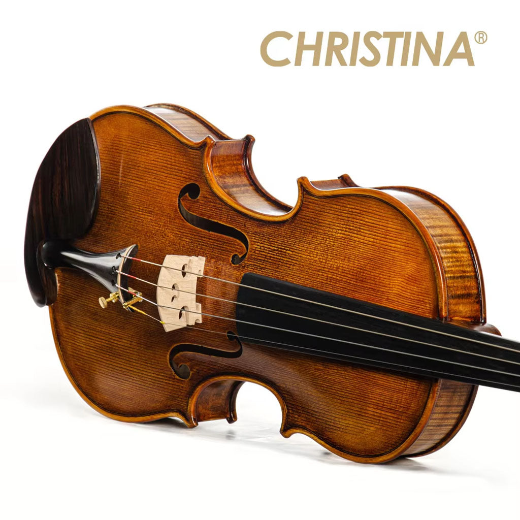 CHRISTINA V11 Handmade Violin – Front View, Aged Spruce & Flamed Maple
