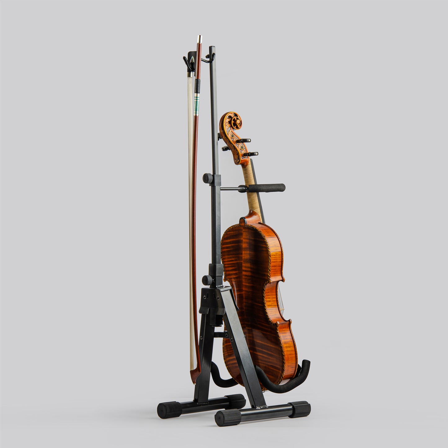 Violin Stand – Violin Resting in Stand, Side View