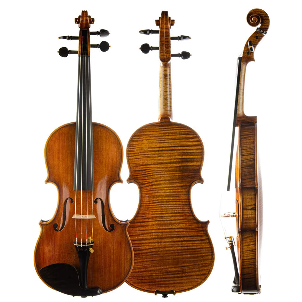 CHRISTINA V11 Handmade Violin – Back View, Select Flamed Maple
