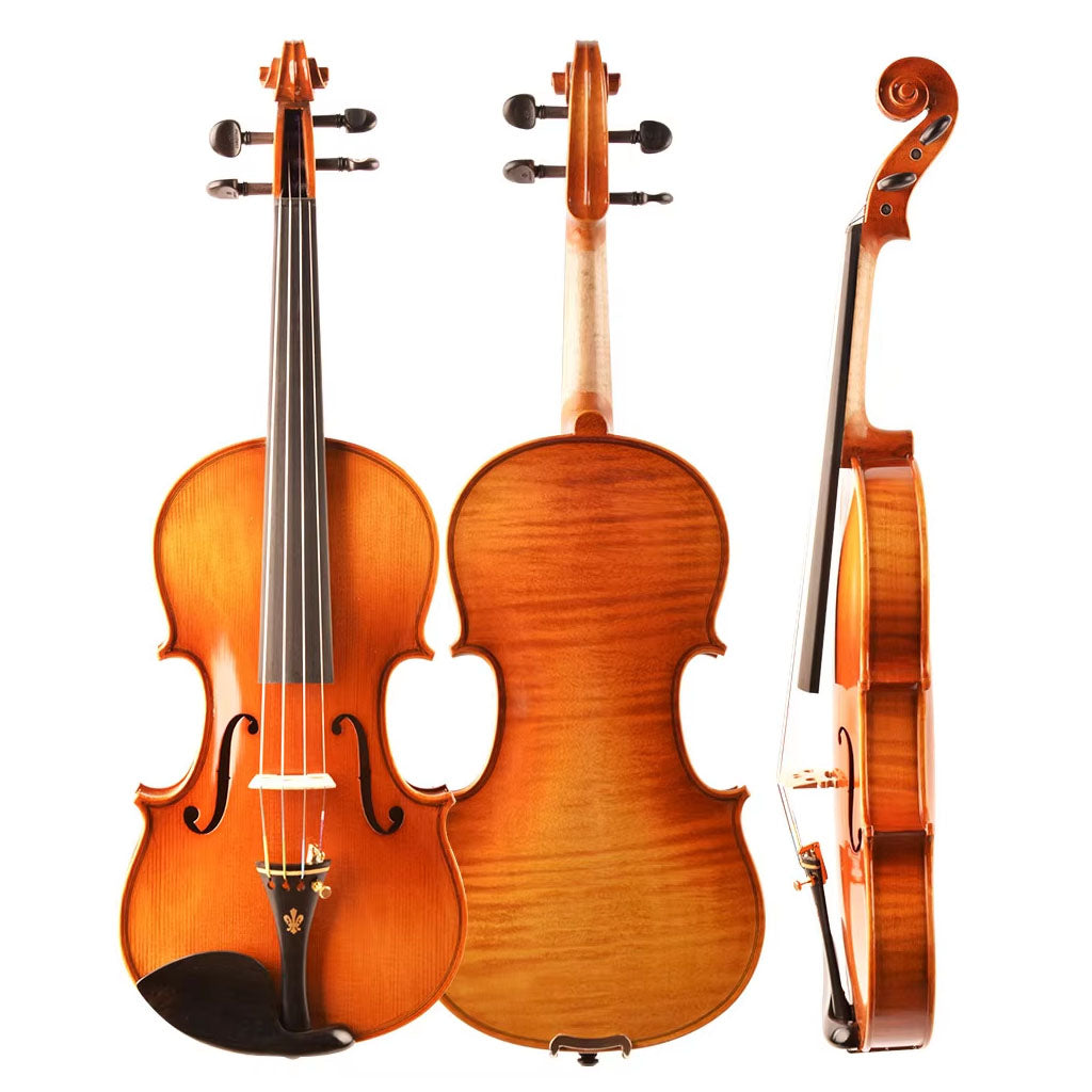 Christina V07A Masterpiece Violin – Back View, Flamed Maple Construction