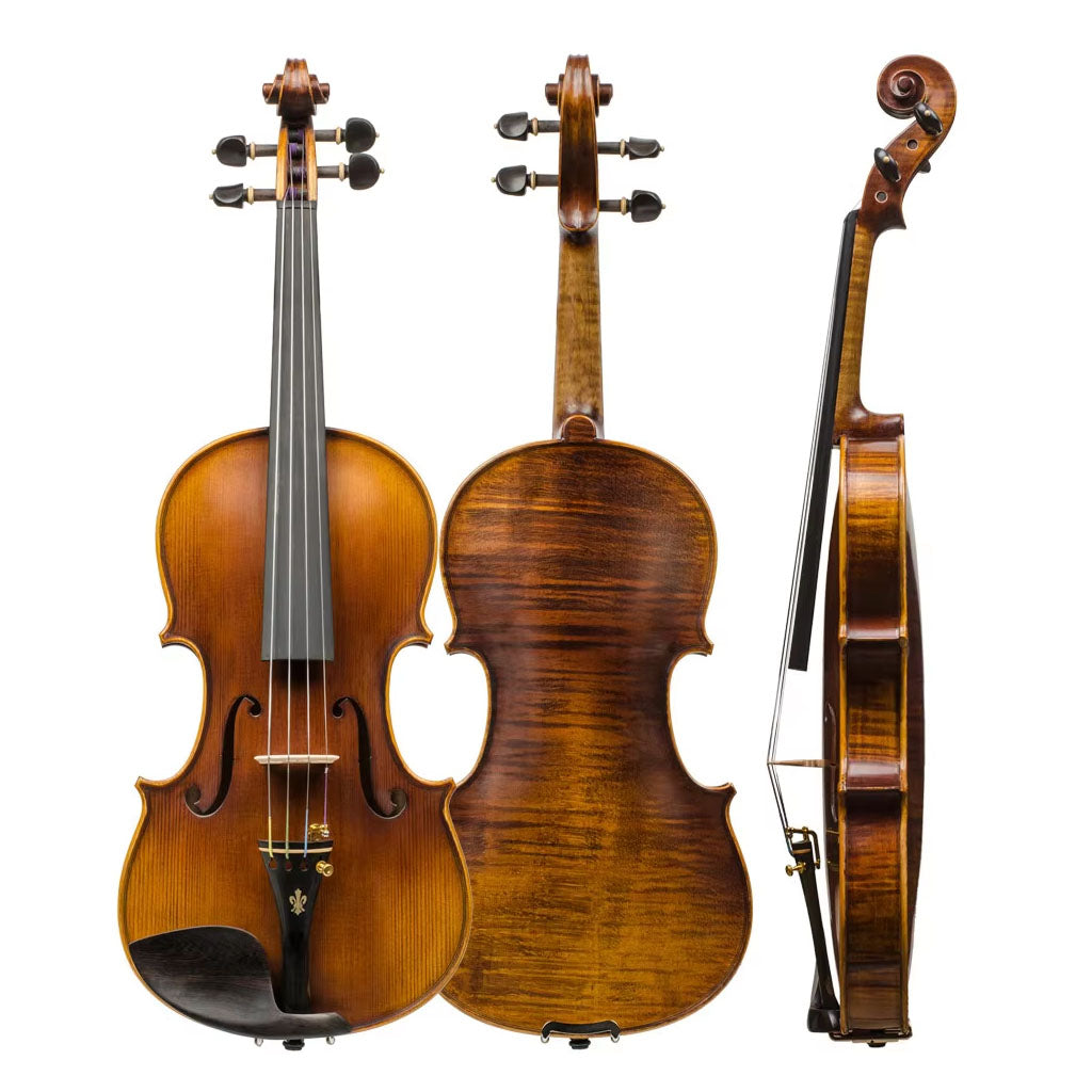 CHRISTINA V07B Handmade Violin – Back View, Flamed Maple