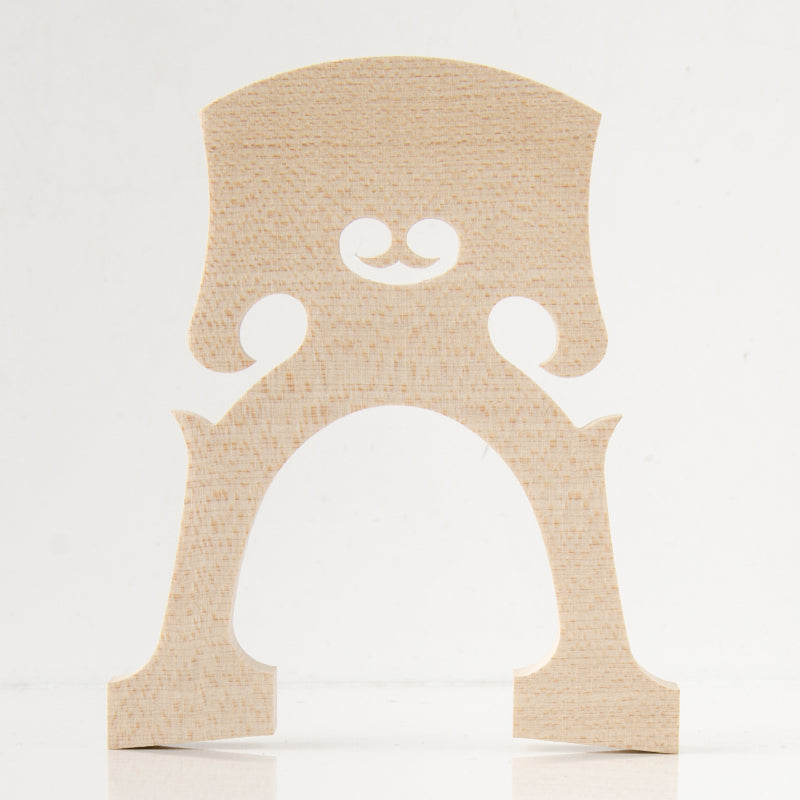 Front view of Josef Teller cello bridge made from aged European maple for professional cello setup