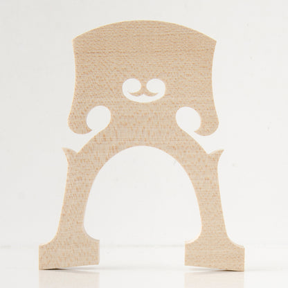 Front view of Josef Teller cello bridge made from aged European maple for professional cello setup