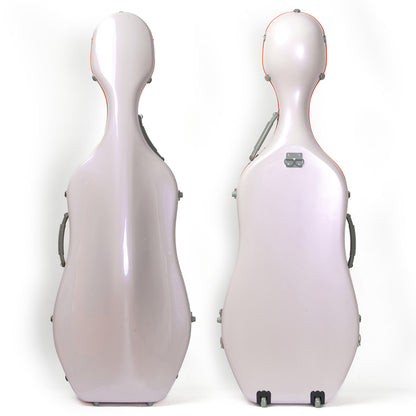 Orange lightweight 4/4 cello case with waterproof PC composite shell and travel protection