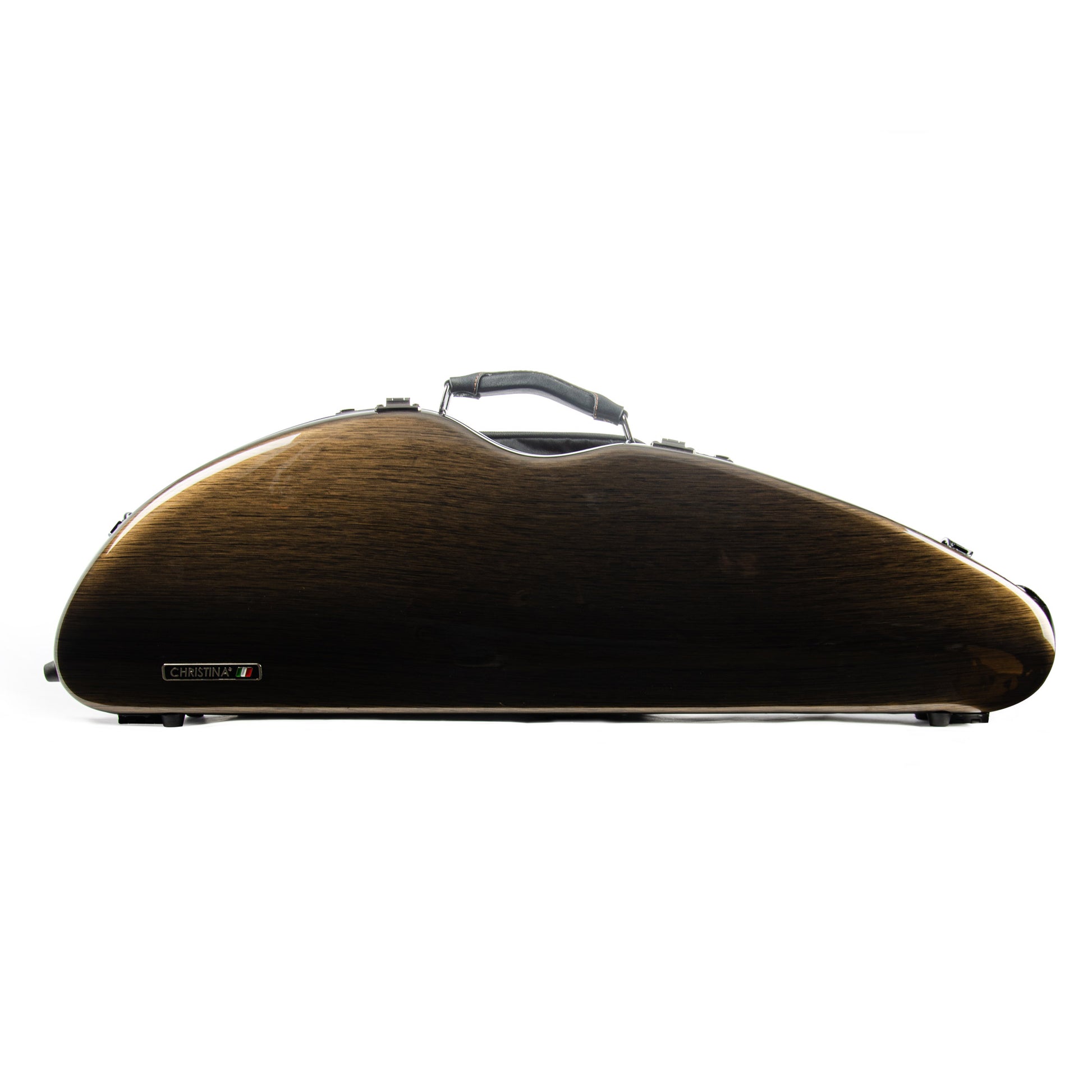 Top view of 4/4 violin case polycarbonate designed for lightweight travel and instrument safety