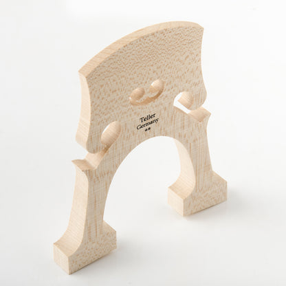 Side angle of Josef Teller cello bridge Germany with precision cut French style bridge design