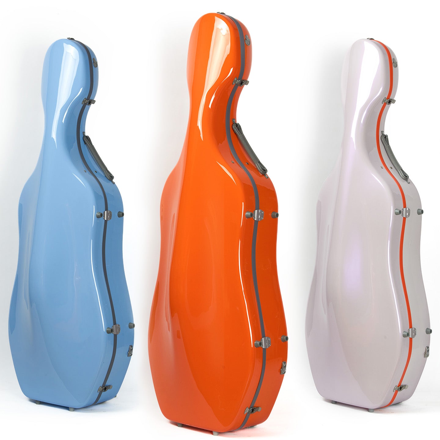 Multiple color options of lightweight 4/4 cello case with modern waterproof hard shell design