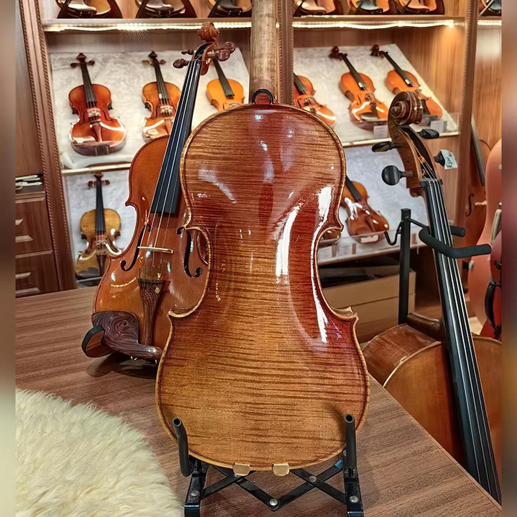 CHRISTINA V09 S-1 Handmade Violin – Scroll and Ebony Pegs Close-up