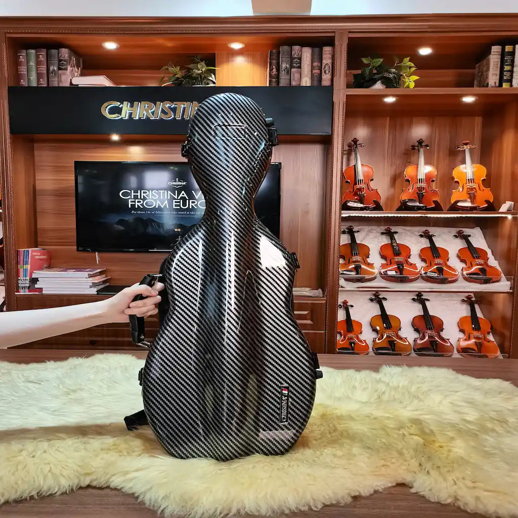 Premium Carbon Fiber Violin Case – Wood Grain Finish, Lightweight Hard Case with Hygrometer