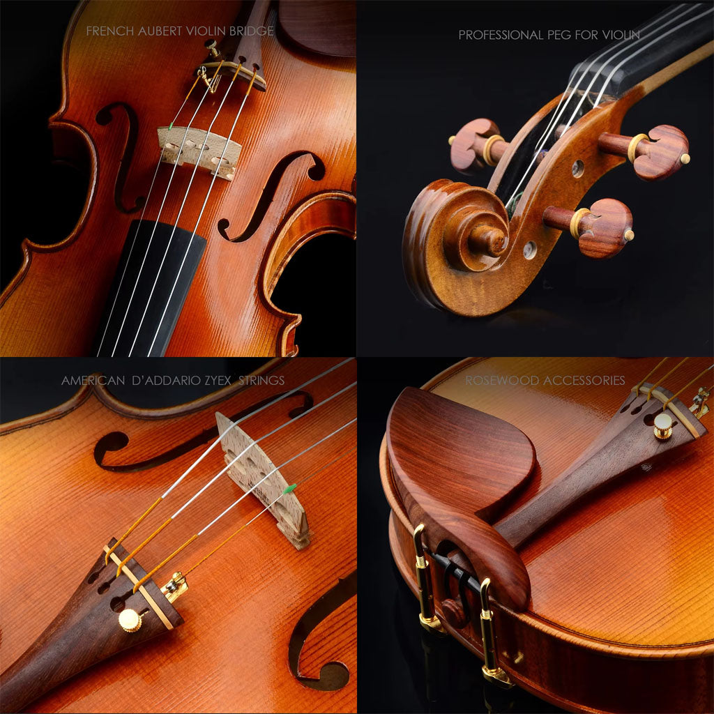 CHRISTINA V09 S-1 Handmade Violin – Bridge and Strings Close-up