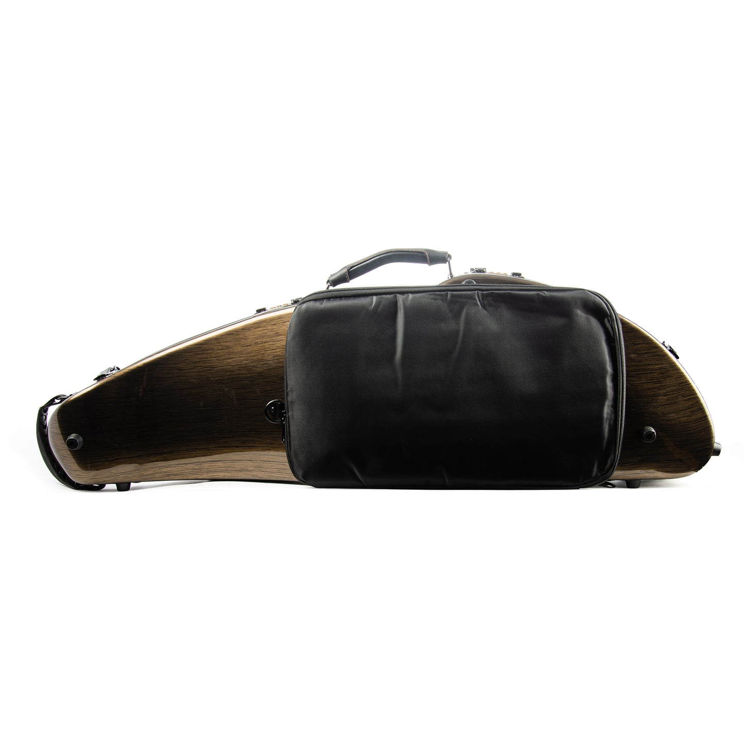 Side profile of 4/4 violin case polycarbonate with durable waterproof shell and ergonomic design