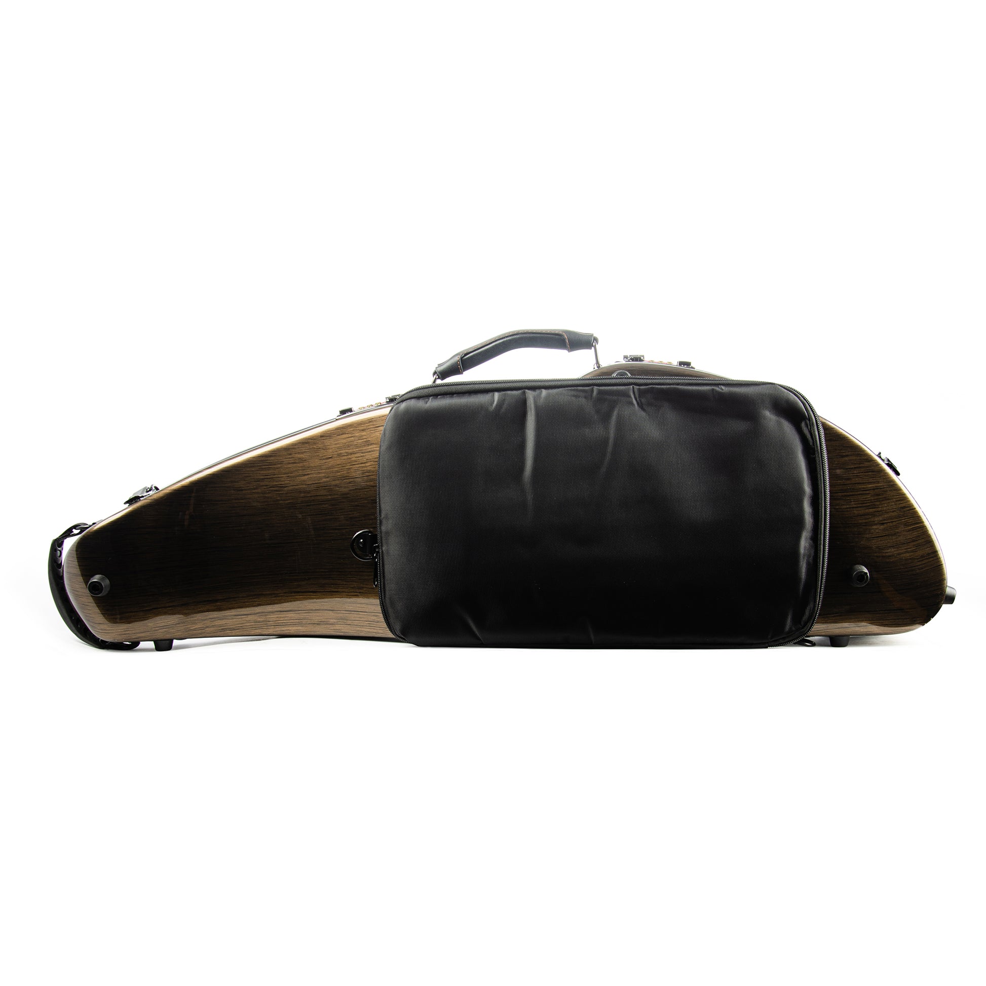 Side profile of 4/4 violin case polycarbonate with durable waterproof shell and ergonomic design