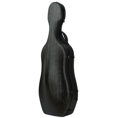 Full body view of lightweight waterproof 4/4 cello case with wheels for orchestra and travel use