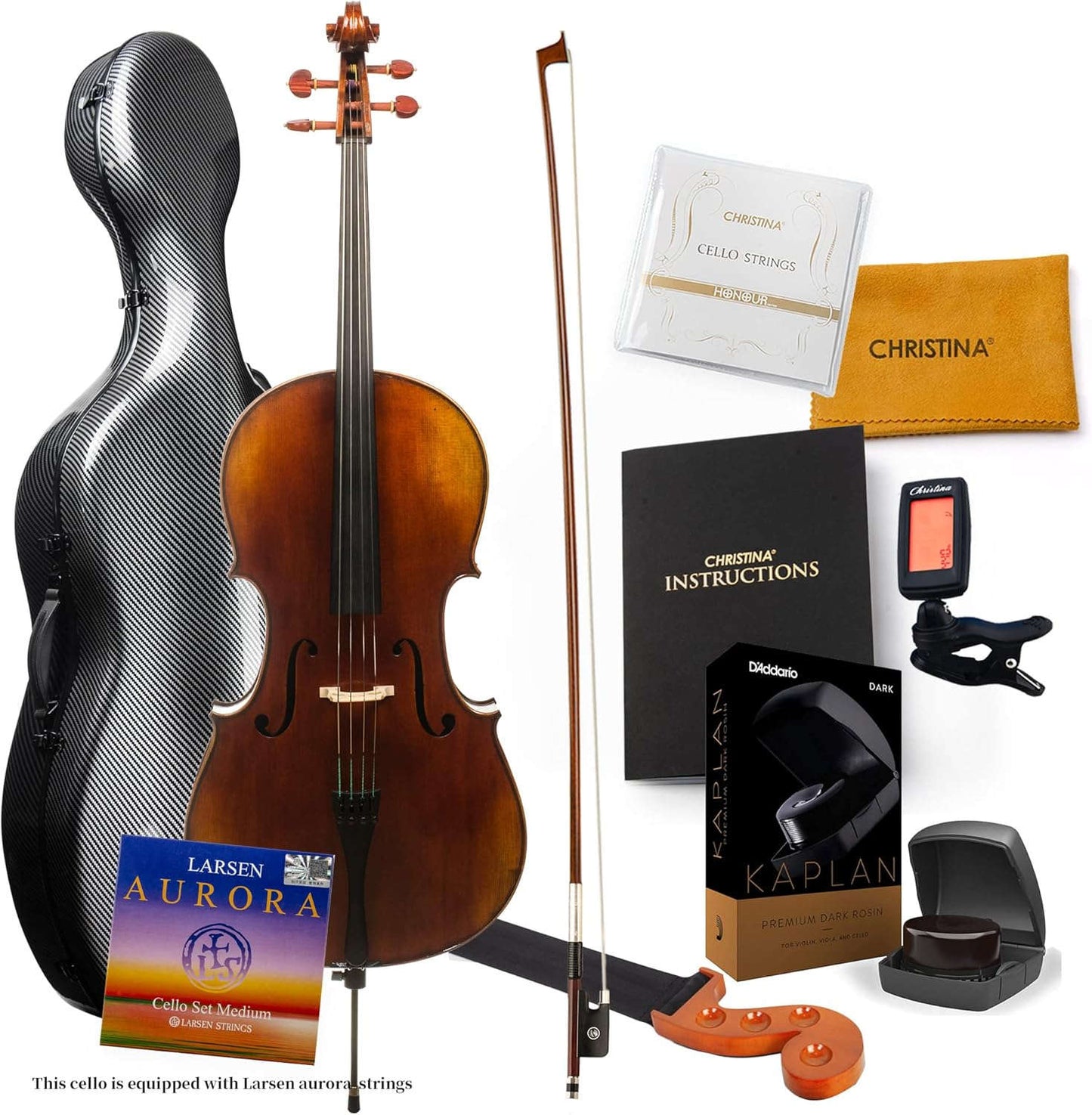 Christina C07 Professional Handmade Cello Kit - carbon fiber case + bow - CHRISTINA