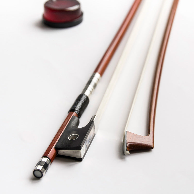 Brazilwood Violin Bow with Ebony Frog – premium Brazilwood violin bow, ebony frog, gold-mounted fittings