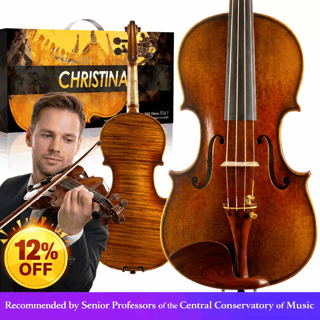 CHRISTINA S200B Carved Professional Acoustic Violin – European Spruce & Maple Handmade Instrument