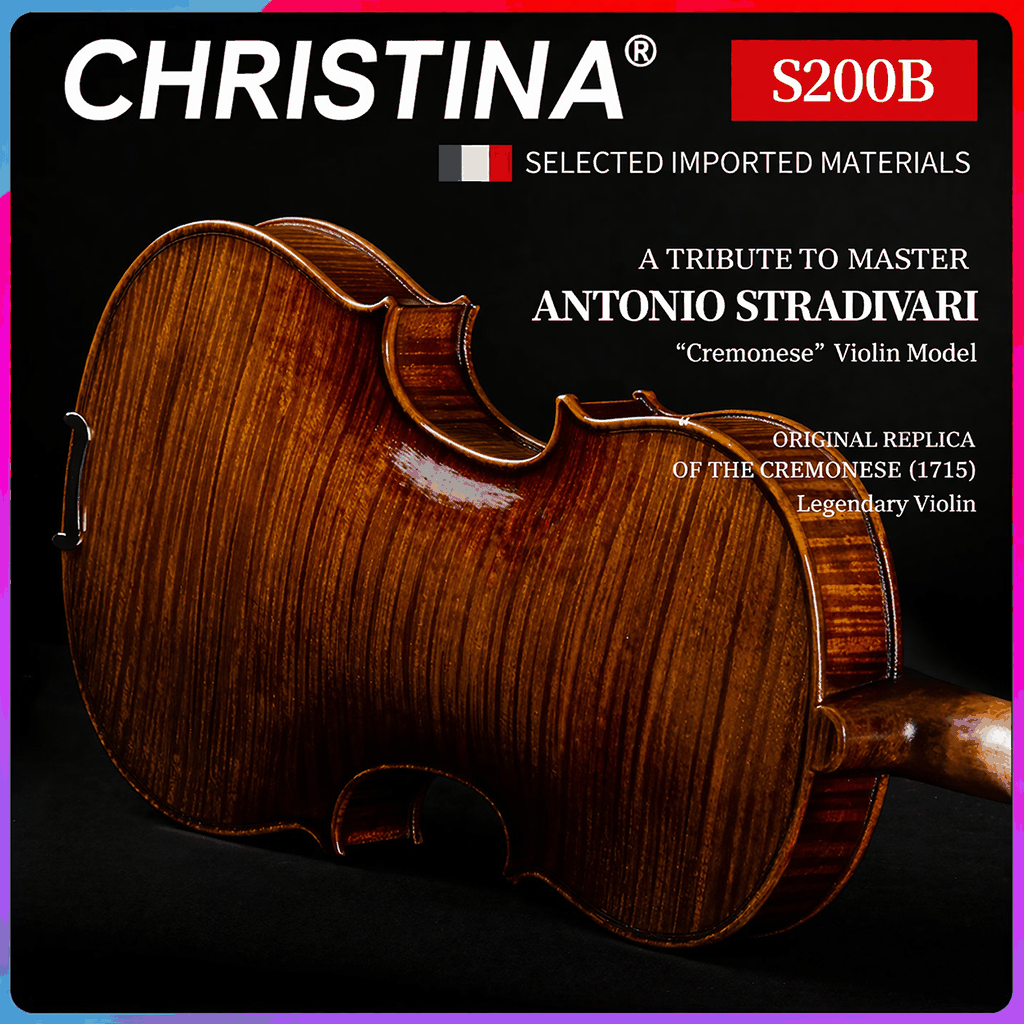 CHRISTINA S200B Carved Professional Acoustic Violin – European Spruce & Maple Handmade Instrument