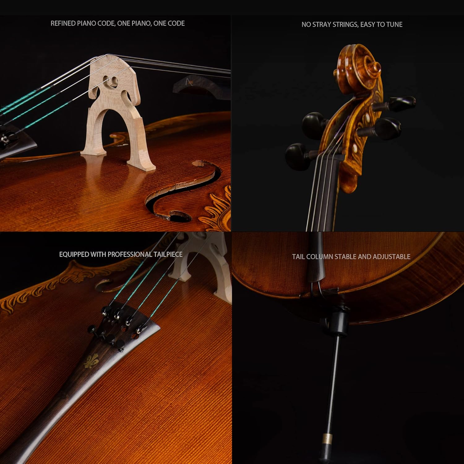 Christina C08 4/4 Full Size Cello Kit with Carbon Fiber Case and Bow - CHRISTINA