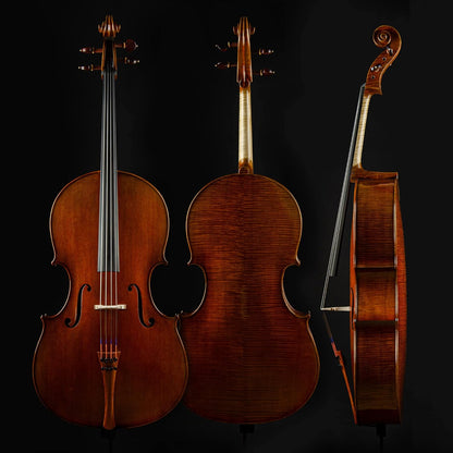 Christina C09C Full Size 4/4 Handmade Cello Kit for Adults with Carbon Fiber Case & Bow - CHRISTINA
