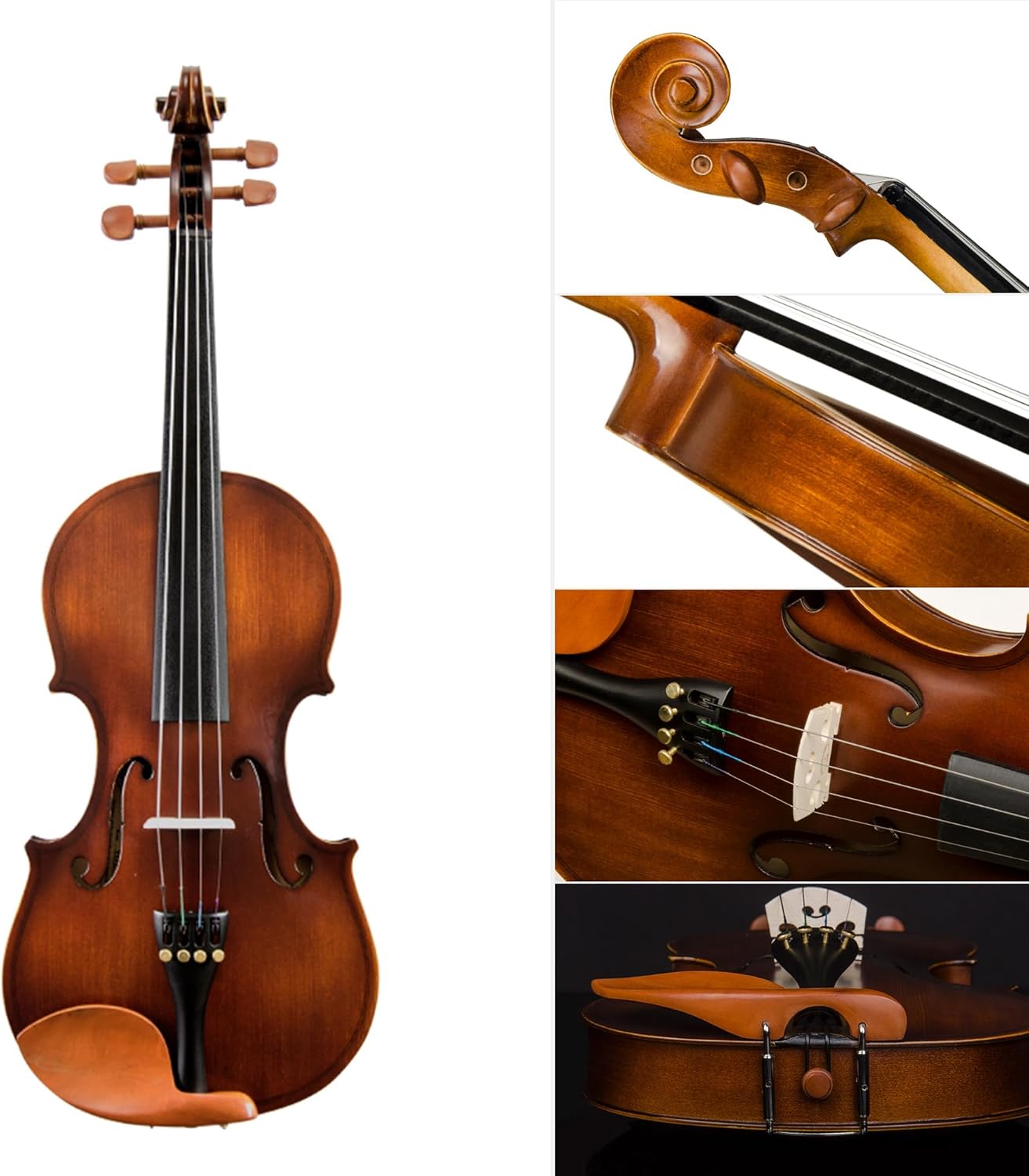 CHRISTINA V01 Beginner Acoustic Violin Kit – Handmade Spruce & Maple Violin with Case, Bow & Accessories