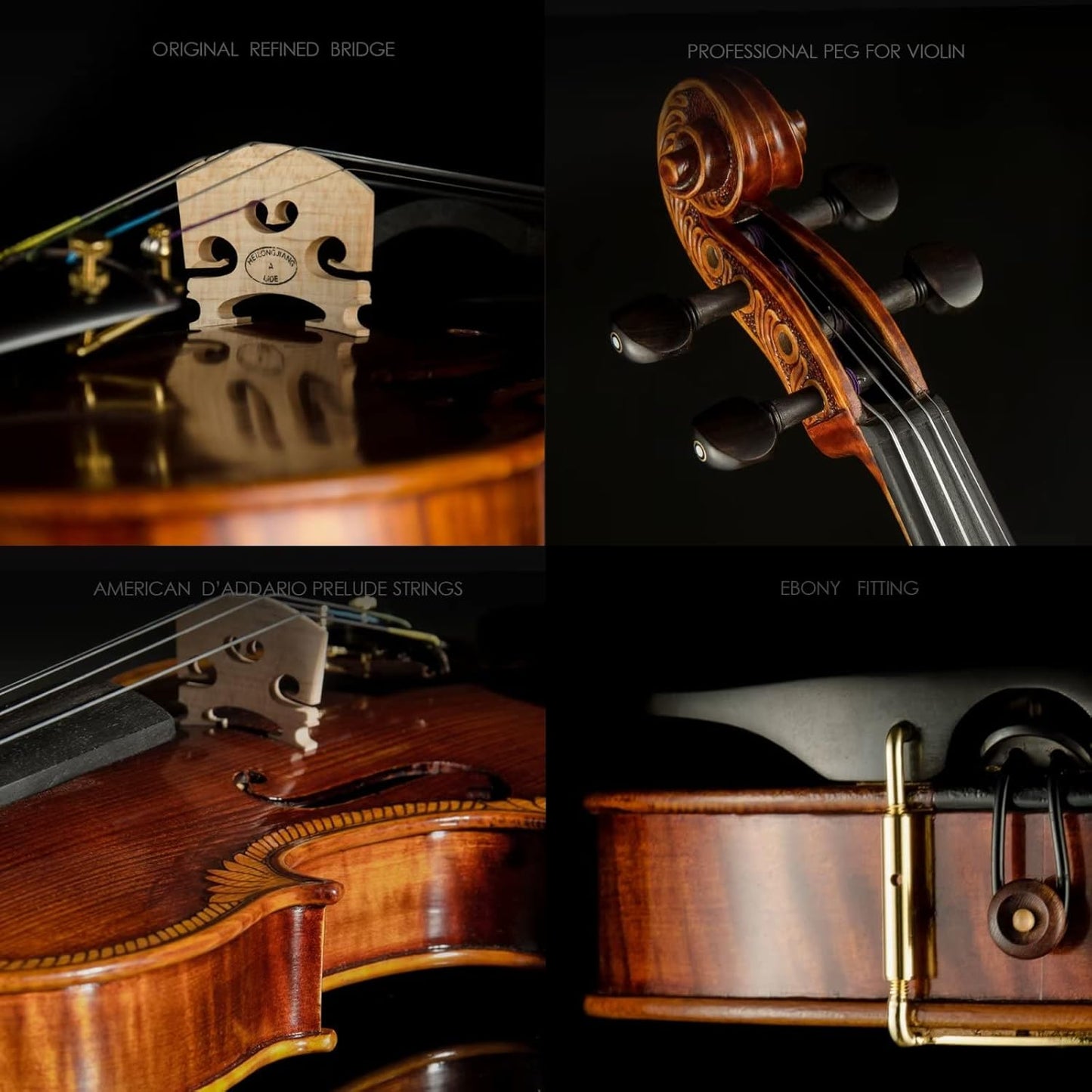 Close-up of CHRISTINA V07 Handmade Violin Australia showing fine craftsmanship and European tonewood