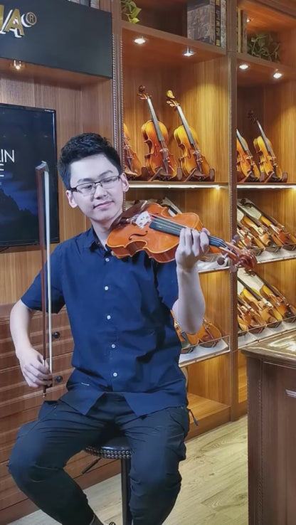 Handmade Beginner Violin Set S100B – Solid Spruce Top & Maple Back, Full Kit with Case, Bow & Rosin